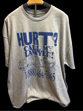 Hurt Call My Lawyer Shirt GREY / BLUE 2x NWT BY MARKET STUDIOS STREETWEAR